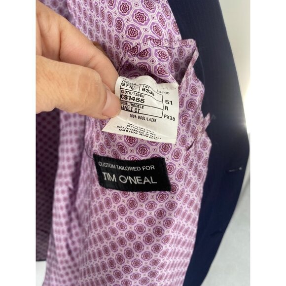 Jack Victor Napoli CT wool 2 button sport coat sz 51 R STRIPPED NAVY BLUE - Picture 6 of 7